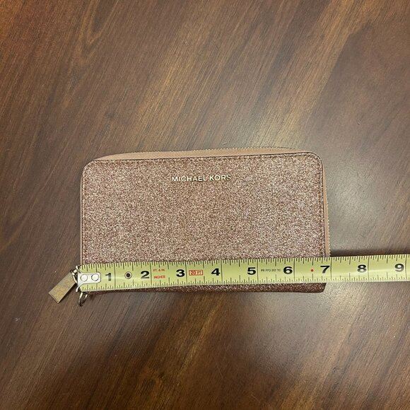 Michael Kors Rose Gold/Brown Glitter Wallet/Wristlet - Picture 13 of 16